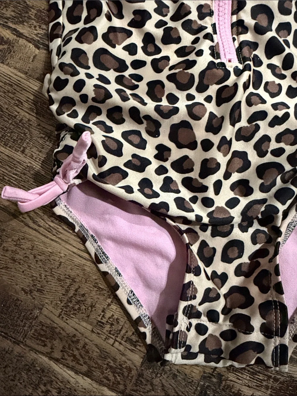 Cat and Jack 4T Leopard Print One-Piece Swimsuit with Pink Trim